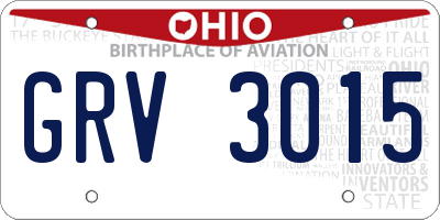 OH license plate GRV3015