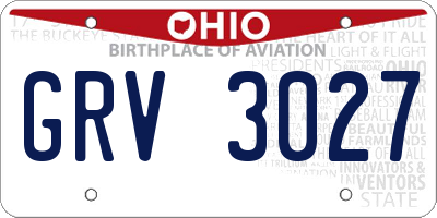 OH license plate GRV3027