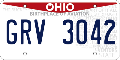OH license plate GRV3042