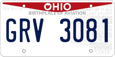 OH license plate GRV3081
