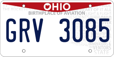 OH license plate GRV3085