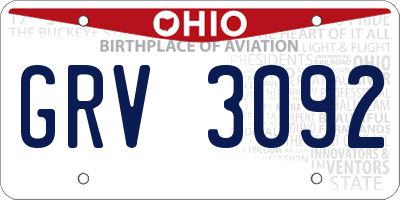 OH license plate GRV3092
