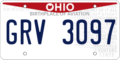 OH license plate GRV3097