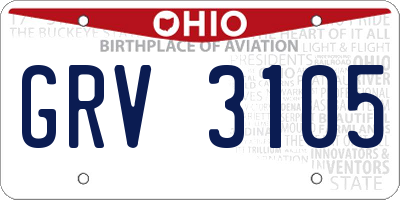 OH license plate GRV3105