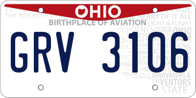 OH license plate GRV3106