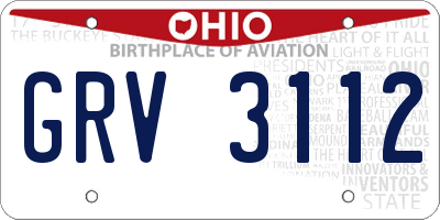 OH license plate GRV3112