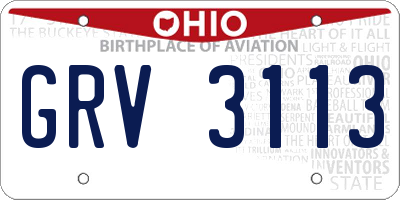 OH license plate GRV3113