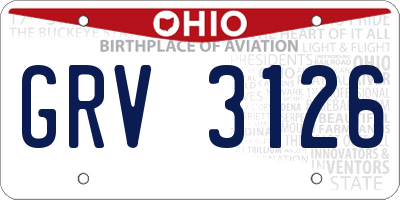 OH license plate GRV3126