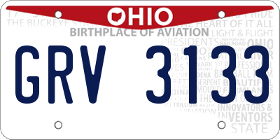 OH license plate GRV3133