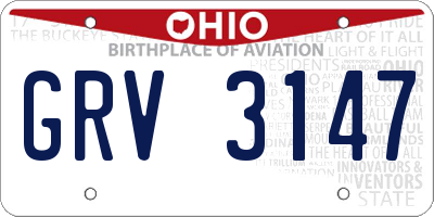 OH license plate GRV3147
