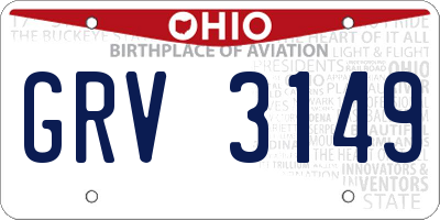 OH license plate GRV3149