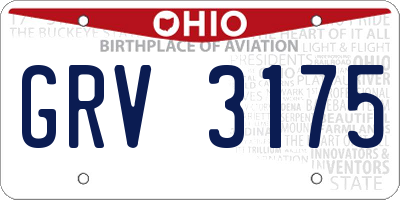 OH license plate GRV3175