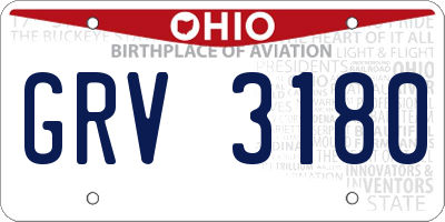 OH license plate GRV3180