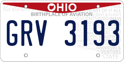 OH license plate GRV3193