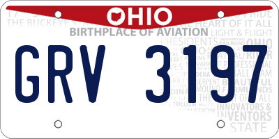 OH license plate GRV3197