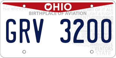 OH license plate GRV3200
