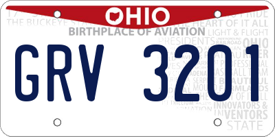 OH license plate GRV3201