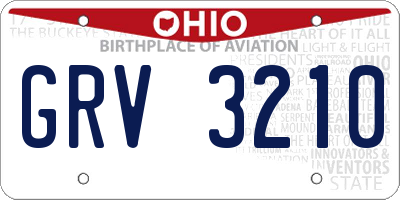 OH license plate GRV3210