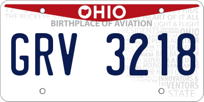 OH license plate GRV3218