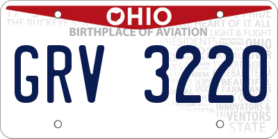 OH license plate GRV3220