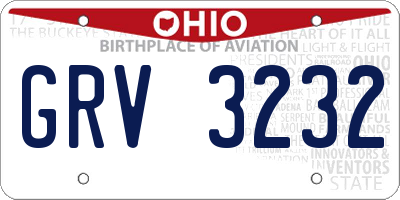 OH license plate GRV3232