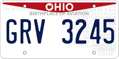 OH license plate GRV3245