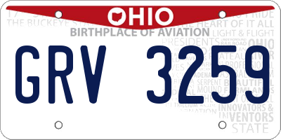 OH license plate GRV3259