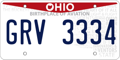 OH license plate GRV3334