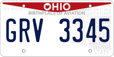 OH license plate GRV3345