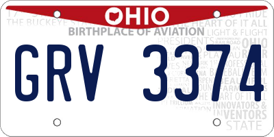 OH license plate GRV3374