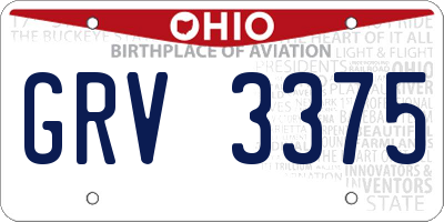 OH license plate GRV3375