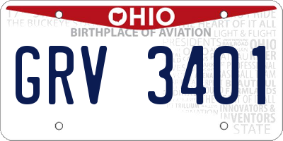 OH license plate GRV3401