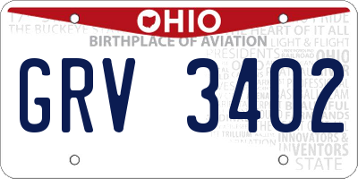OH license plate GRV3402