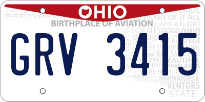 OH license plate GRV3415