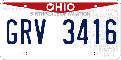OH license plate GRV3416
