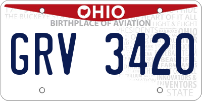 OH license plate GRV3420