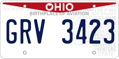 OH license plate GRV3423
