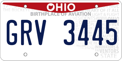 OH license plate GRV3445