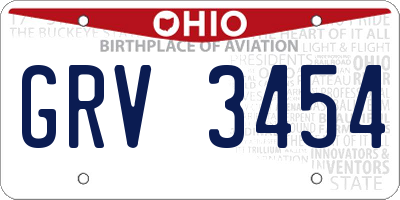 OH license plate GRV3454