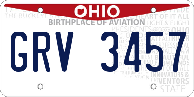 OH license plate GRV3457