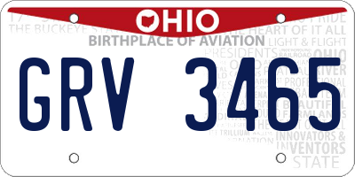 OH license plate GRV3465