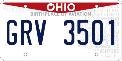 OH license plate GRV3501