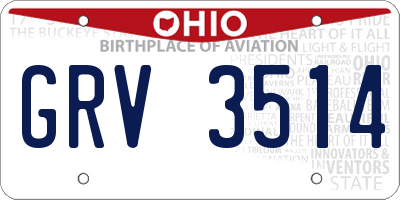 OH license plate GRV3514