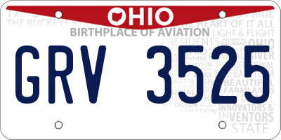 OH license plate GRV3525