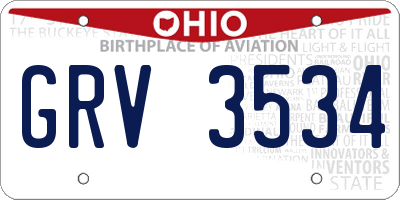 OH license plate GRV3534