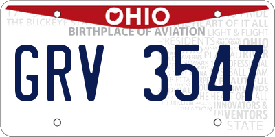 OH license plate GRV3547