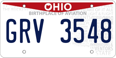 OH license plate GRV3548
