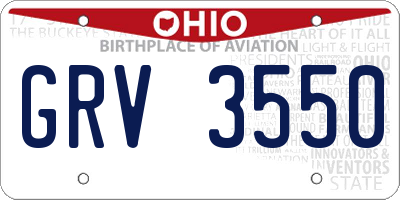 OH license plate GRV3550
