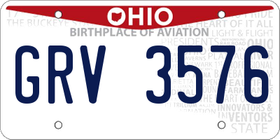 OH license plate GRV3576