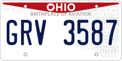OH license plate GRV3587